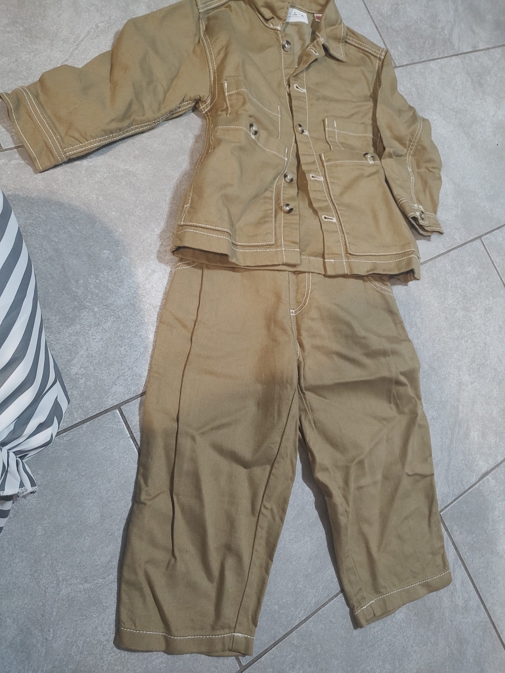Zara Khaki  Jacket and Pants Set